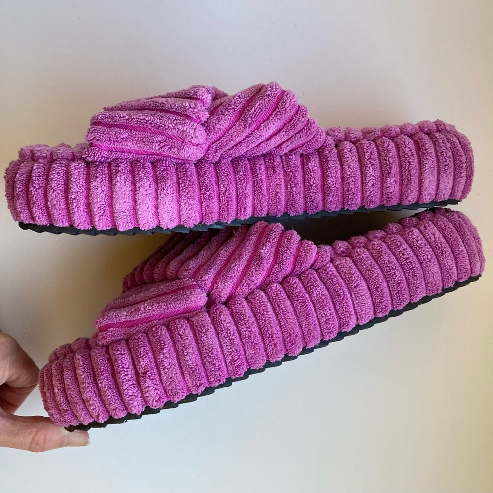 Free People Two Days in Ibiza Ribbed Terry Slide Orchid Platform Slippers, Sz 9 - Picture 6 of 11